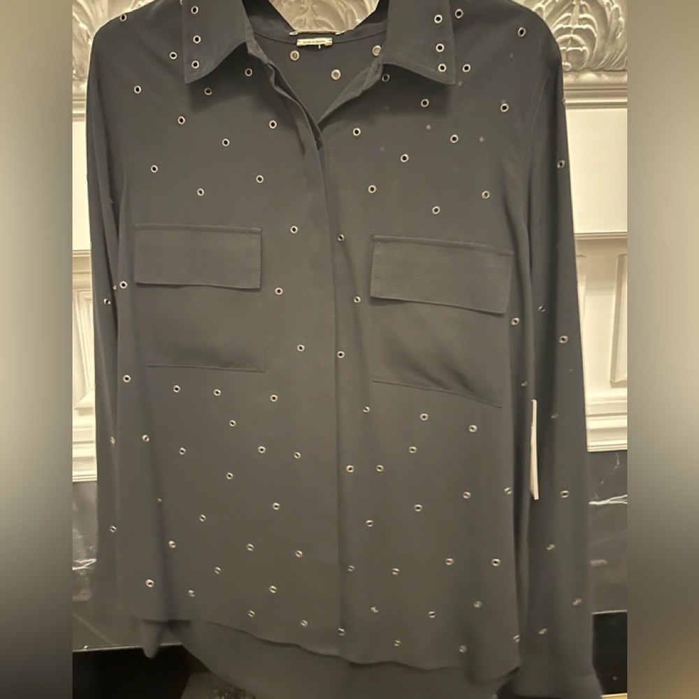 L'AGENCE Black Eyelet Detail Shirt
